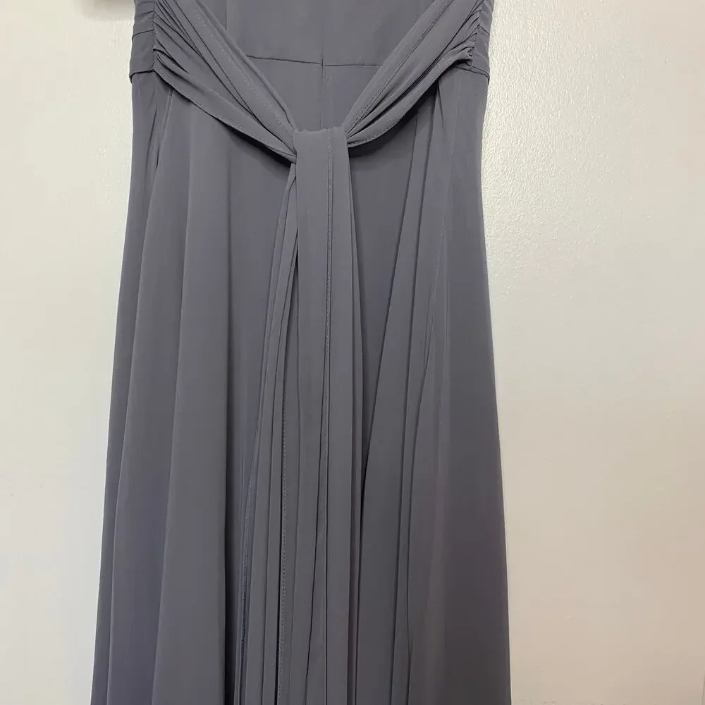 NWT David's Bridal Chiffon Surplice Neck Tank full length bridesmaid dress US 4 - Picture 8 of 11